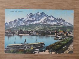 PK AK Luzern und Pilatus - gelaufen - Litho