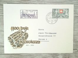 TR72 Enveloppe + Timbre Suisse 1953