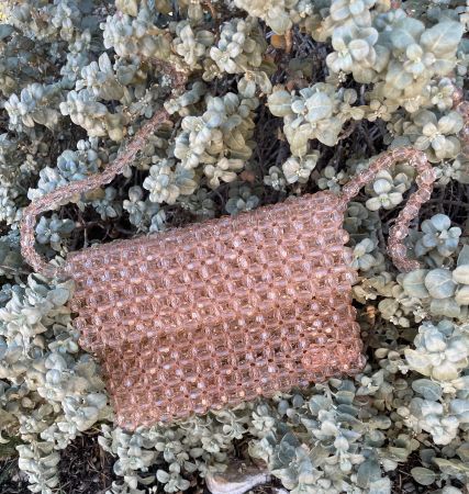Studio Seven Bag Perlen Tasche Apricot - Handmade