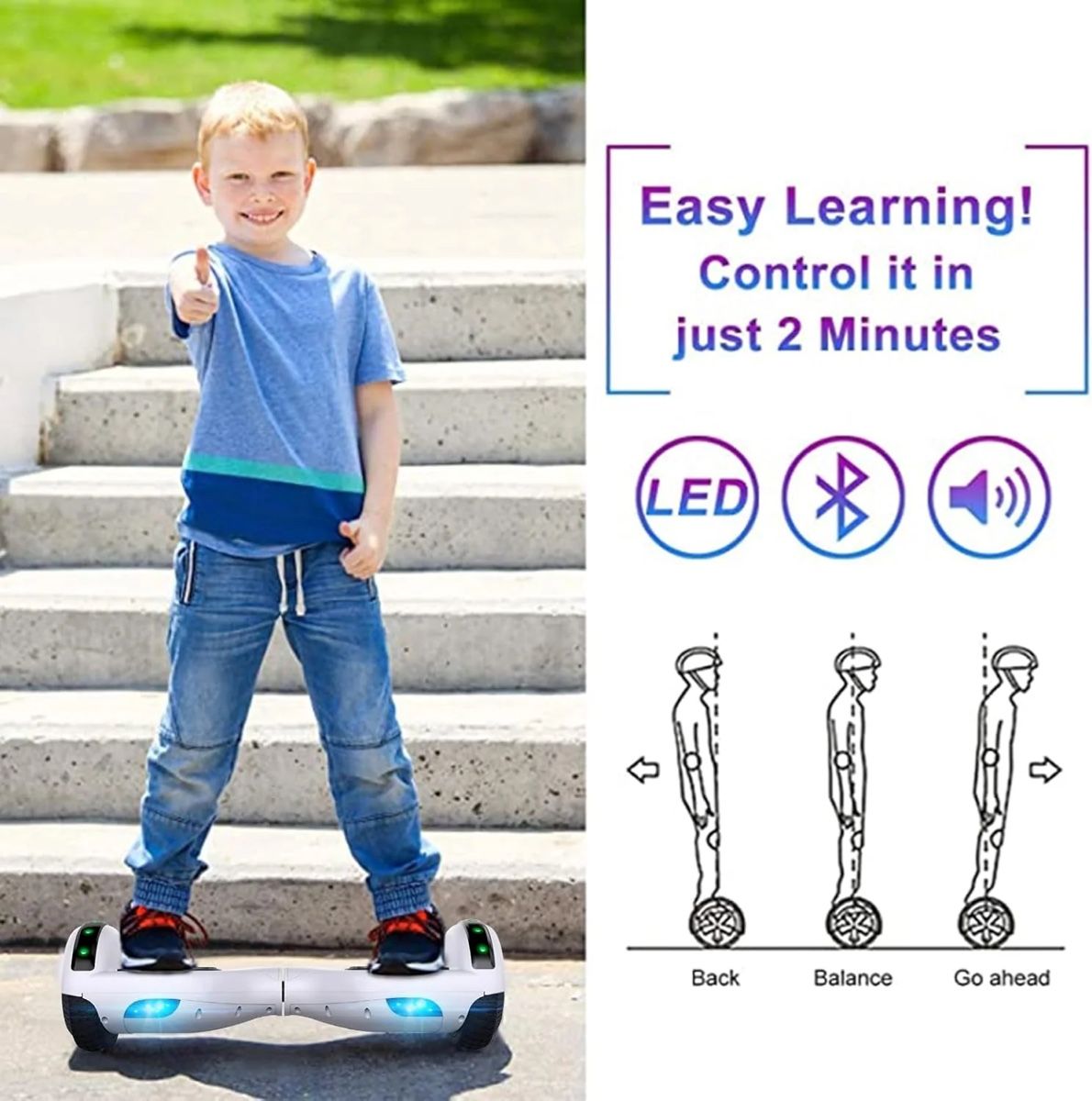 Hoverboards: Hoverboard für Kinder mit Bluetooth-Lautsprecher & LED – Neu (gemäss Beschreibung) aus Nebikon von warendiscount 1