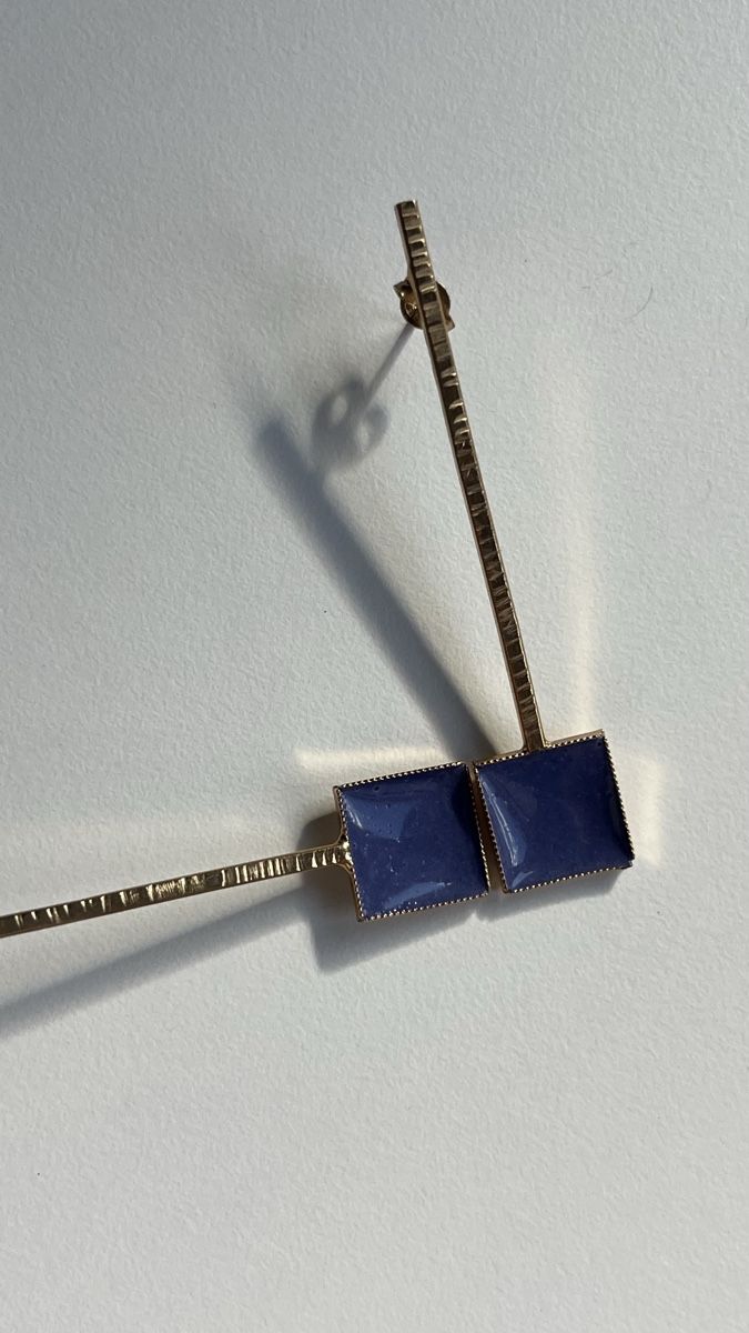 Ohrringe & -stecker: Orecchini pendenti quadrati blu color oro – Gebraucht aus Lugano von yul_fhg2 1