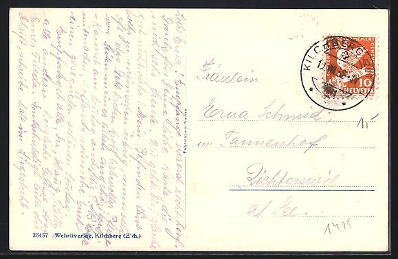 Cartoline postali: Kilchberg, Ortspanorama mit Kirche, Gedi – Usato da Berlin venduto da bartko-reher 1