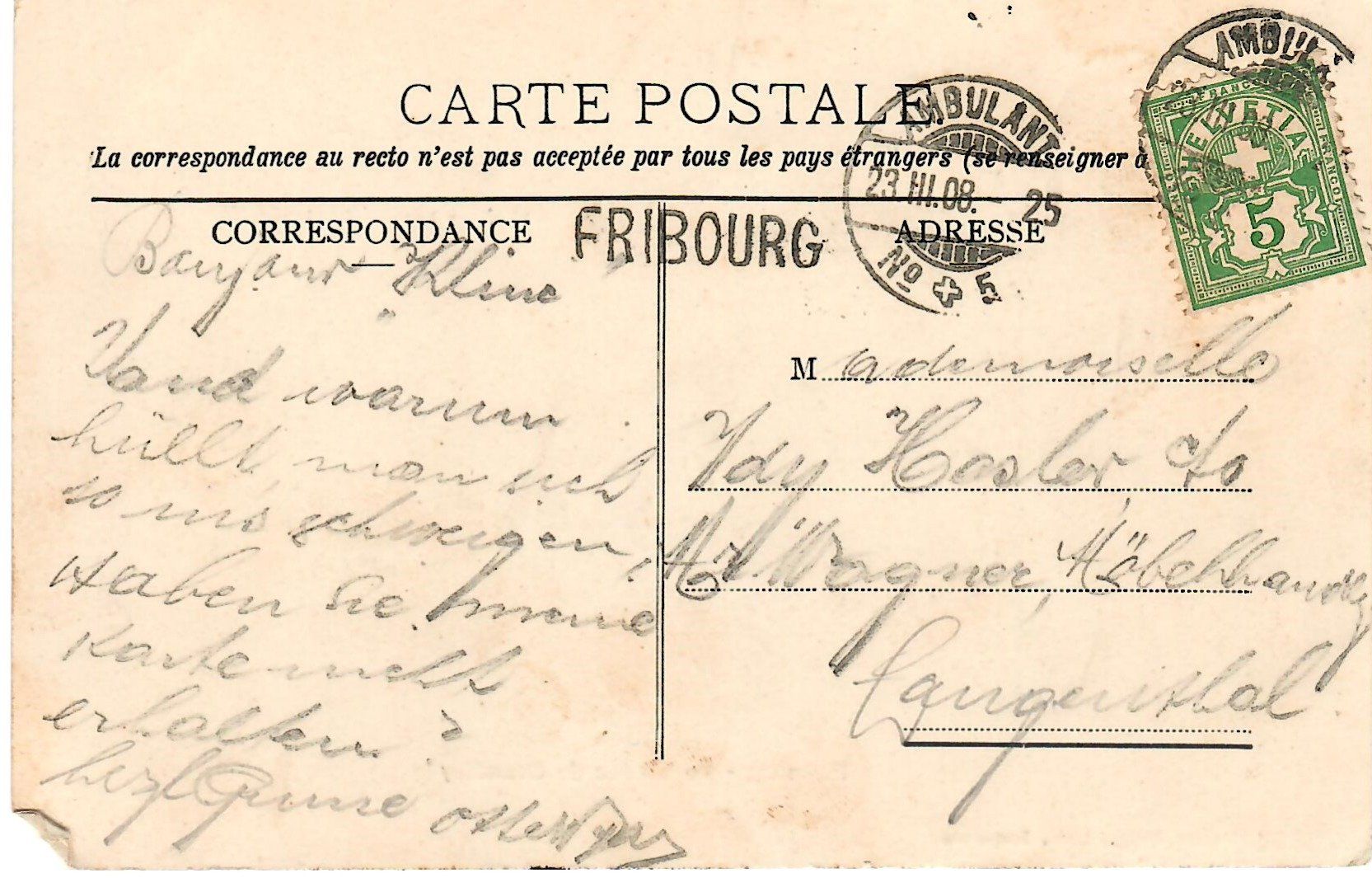 Cartoline postali: Fribourg - Viaduc de Grandfey – Usato da Zweisimmen venduto da jakobsweg 1