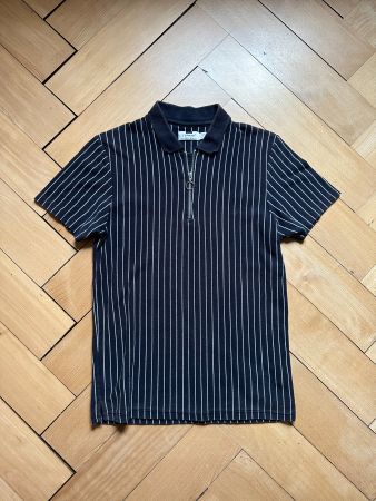 TOPMAN - Polo-Shirt blau-weiss gestreift S
