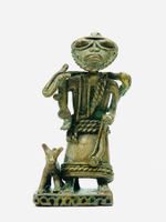 Afrikanische Messing/Bronze Figur mit Hund