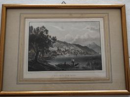 kolorierte Lithografie "Zug mit dem Rigi" (J. Riegel)
