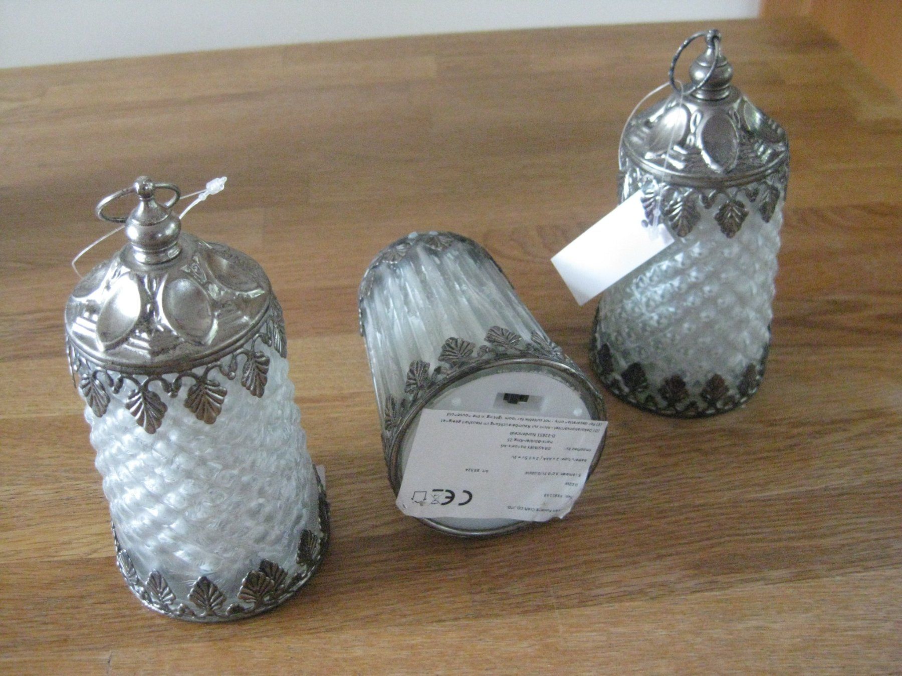 Tutte le decorazioni: 3 schöne Glas Lichter leuchten mit Batterien – Nuovo (secondo la descrizione) da Romanshorn venduto da Wazoohandlung 2