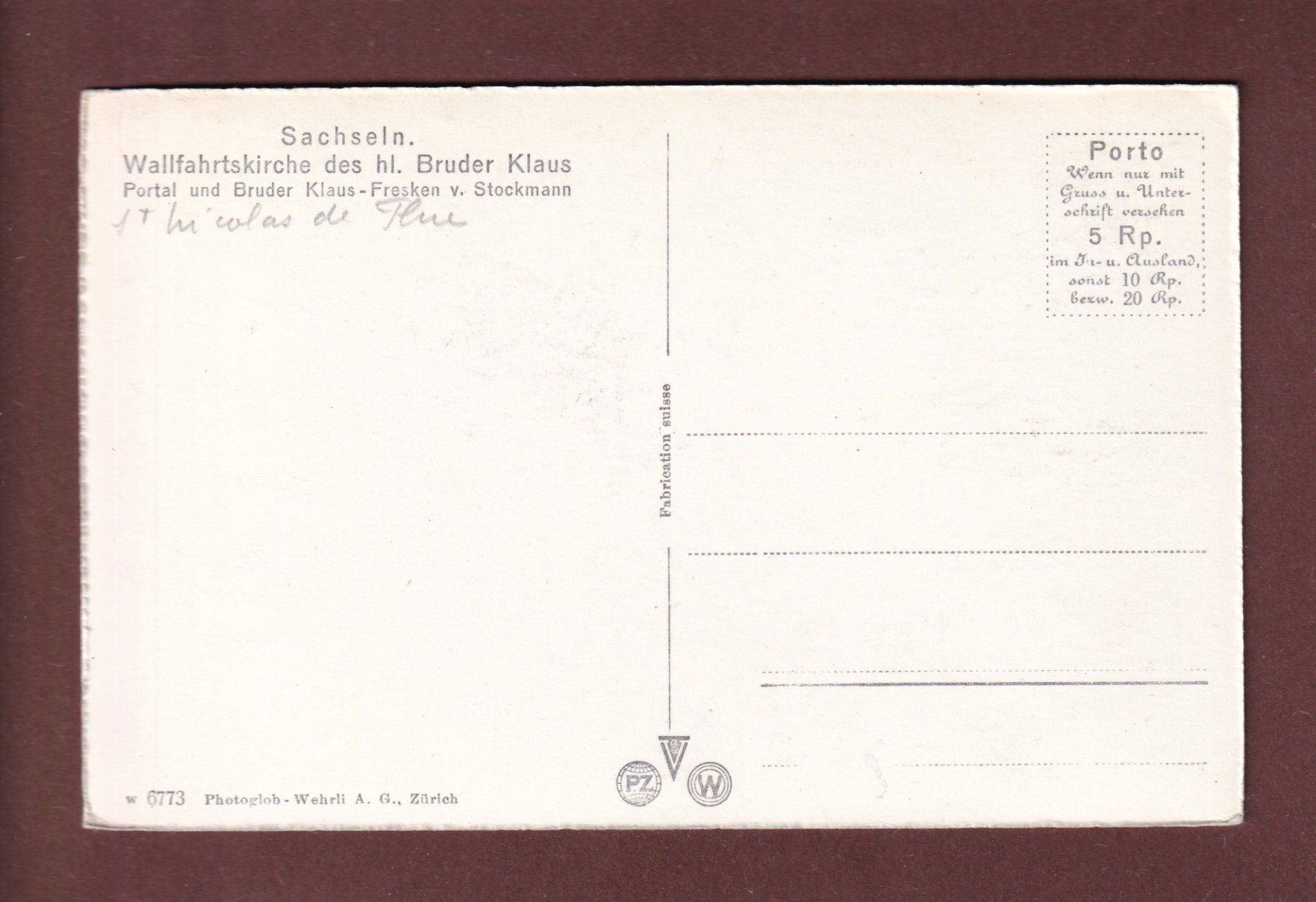 Ansichtskarten: SACHSELN - Wallfahrtskirche – Gebraucht aus Pully von nicecards-shop 1
