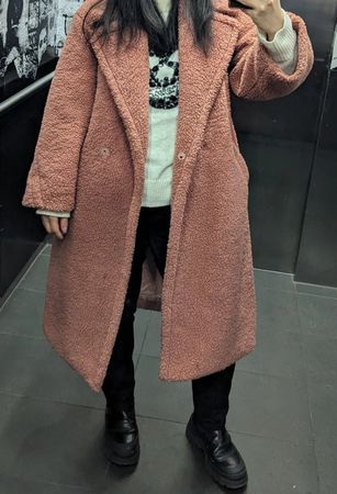 Frankie Shop Peach Powder Pink Faux Fur Coat