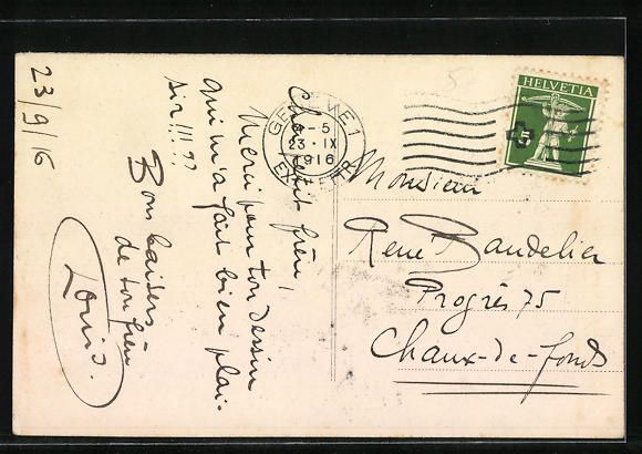 Cartoline postali: AK Genève, La Suisse, 1916 – Usato da Berlin venduto da bartko-reher 1