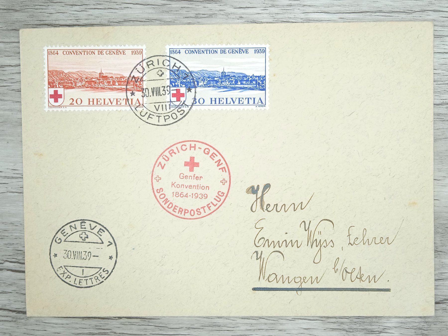 Tutti i francobolli: TR70 Enveloppe + Timbre Suisse 1939 + Vignette – Usato da Cousset venduto da Patrick_Collections