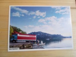 Carte postale camion Planzer - livraison au bord d'un lac