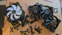 4 Corsair PWM ARGB 140mm und 3 be quiet! DC 140mm Lüfter