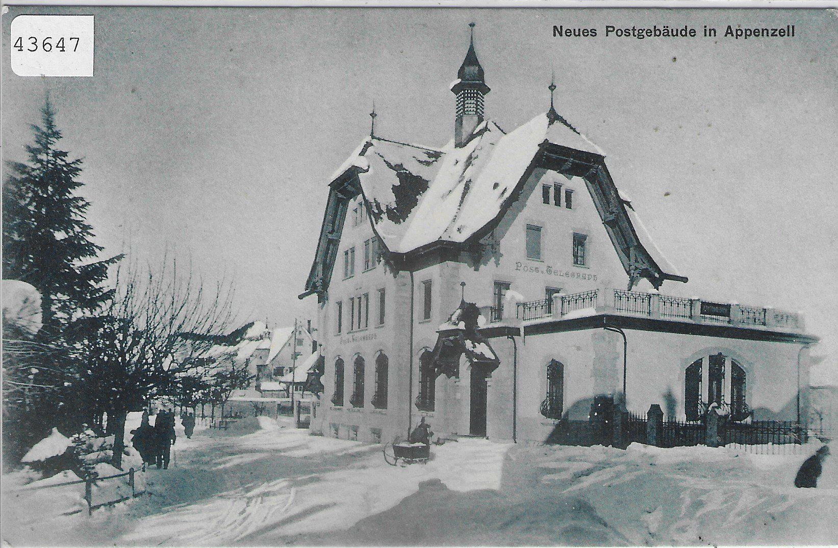 Cartoline postali: Neues Postgebäude in Appenzell im Winter – Usato da Ettingen venduto da Kartenplanet