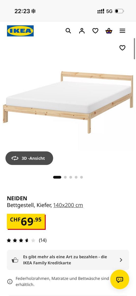 Ikea Lits: Bett mit Matratze  – D'occasion à Frauenfeld par eve1ine 2