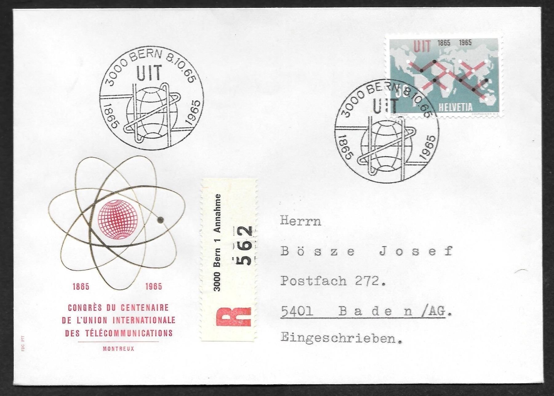 Alle Briefmarken: Sonderbrief S. 603 UIT Bern 8.10.1965 – Neu (gemäss Beschreibung) aus Olten von clotaldi