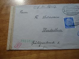 Zensurbrief Dt Reich 1943, o Bahnpost Breslau-Stettin
