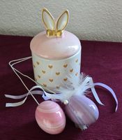 Osterdeko Set, Dose mit Hasenohren und Ostereier, Neu!