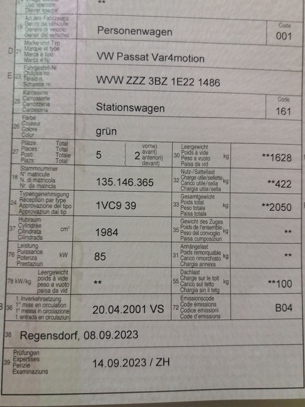 VW Automobili: VW Passat 2.0 Var. 4 Motion – Usato da Kloten venduto da Vgosy 9