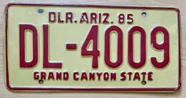 USA - Arizona Nummernschild DL-4009 von 1985