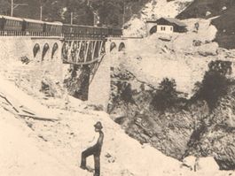LÖTSCHBERGBAHN: Zug auf Baltschiederviadukt ~1910