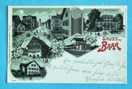 Baar - Gasthaus Krone - Bahnhof - Bierbrauerei - Litho 1900