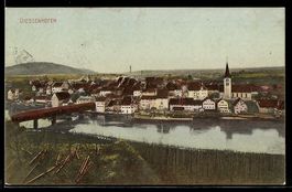 AK Diessenhofen, Ortsansicht mit Brücke und Kirche am Fluss