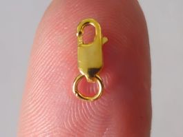 7X Silber 925 Karabiner 11mm vergoldet + Öse basteln Gold vg