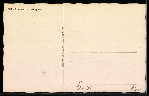 Cartes postales: Wengen, Villa Larrass mit Gebirgspanoram – D'occasion à Berlin par bartko-reher 1