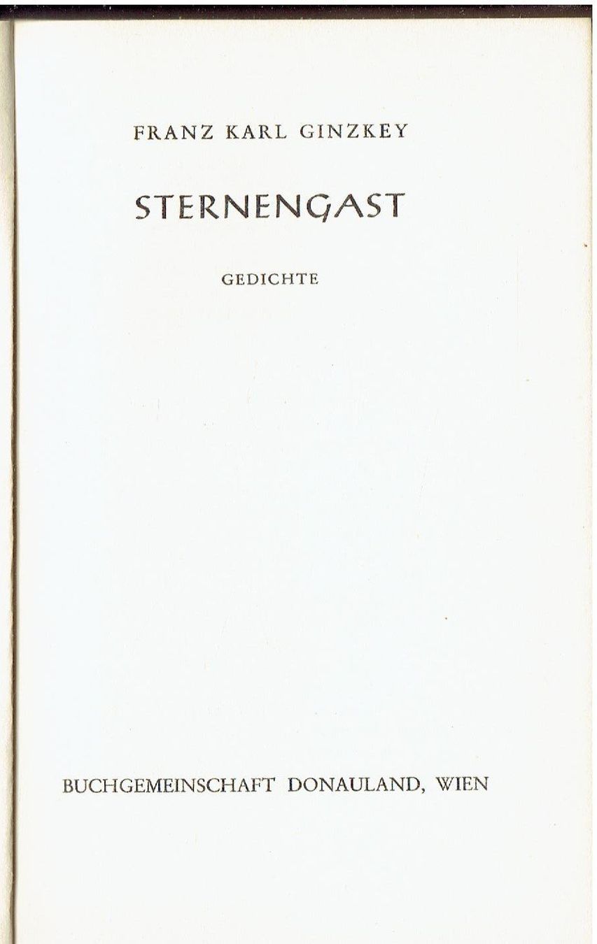 Libri: Franz Karl Ginzkey "Sternengast" Gedichte, 1953 – Usato da Flims - Dorf venduto da Stagediver 1