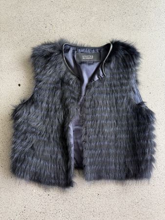 Fellweste Blau, schwarz gestreift Gr 40