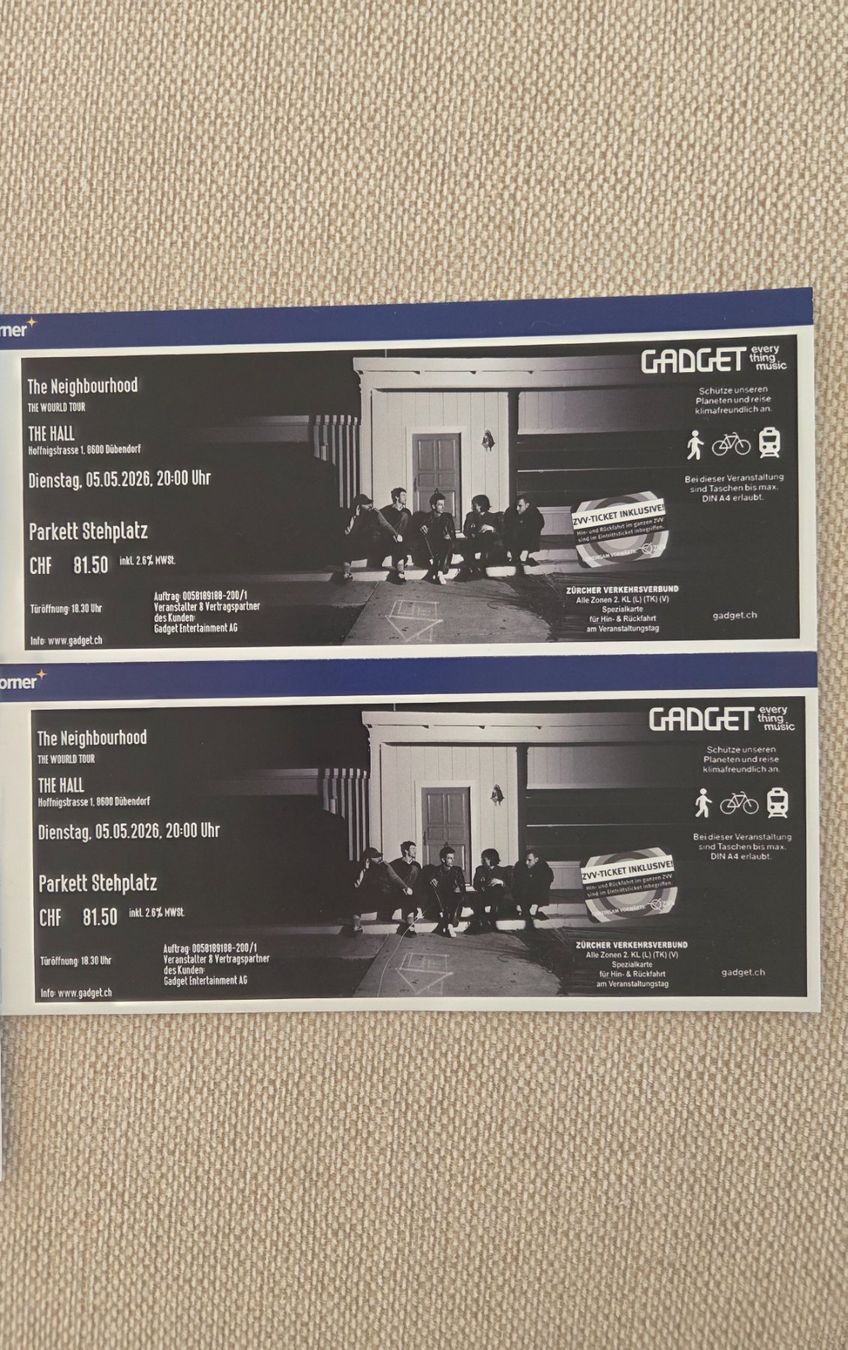 Tickets: The Neighbourhood Konzert Tickets – Neu (gemäss Beschreibung) aus Fällanden von domi2192