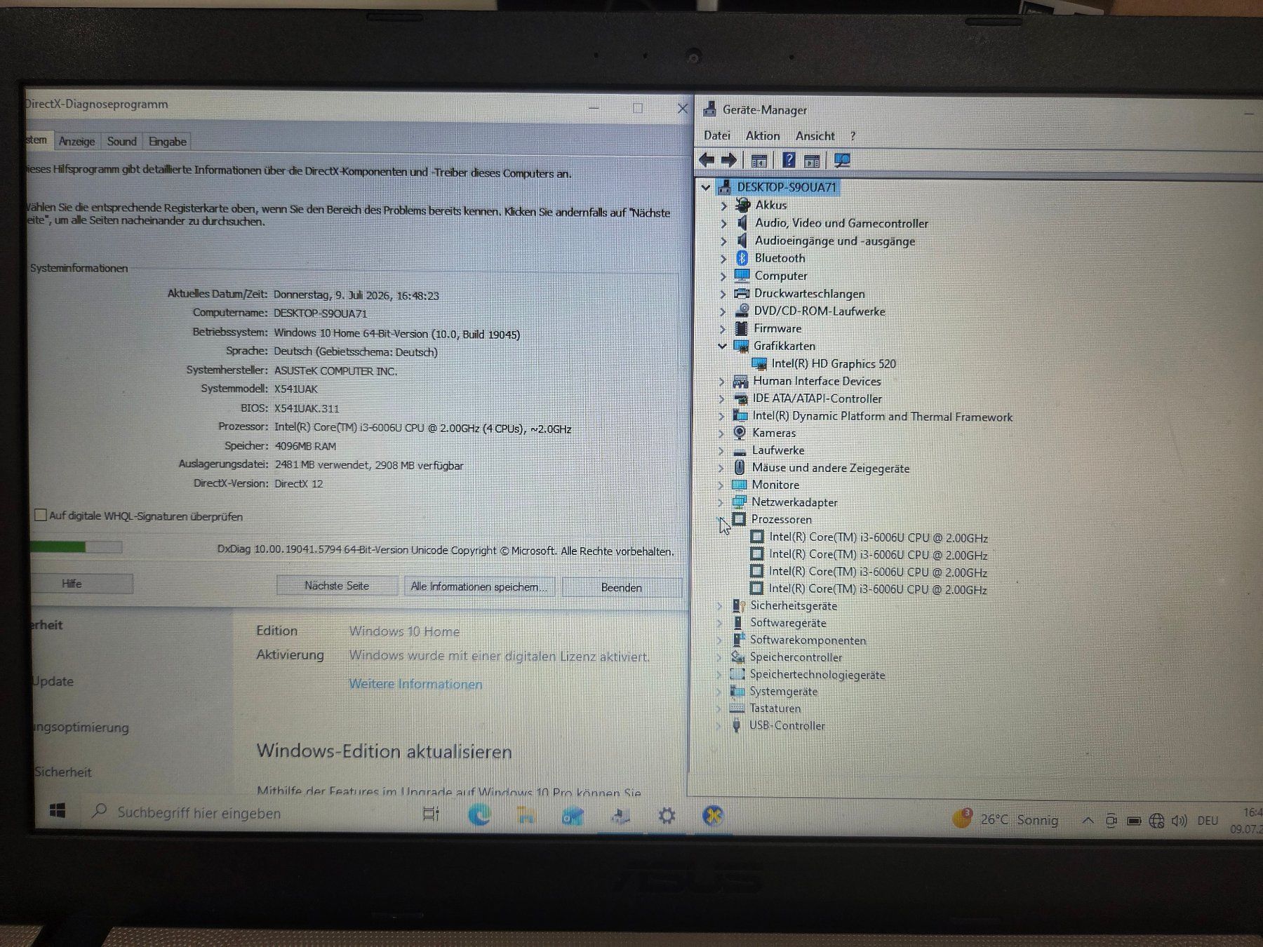 Asus Notebooks: 15.7" ASUS i3 Notebook, 250GB SSD ***PORTOFREI*** – Gebraucht aus Landquart von Chrigi88 6