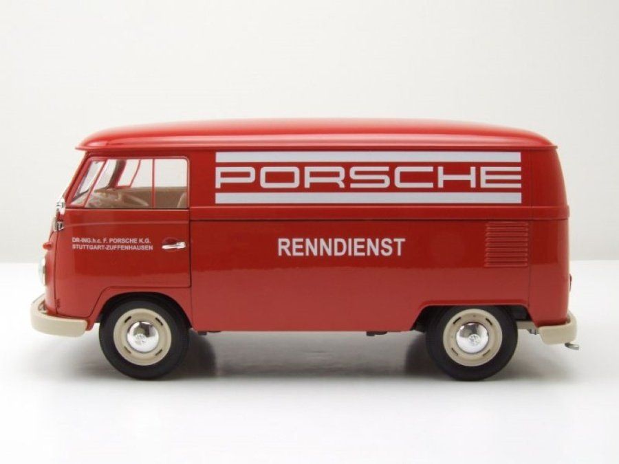 Volkswagen Modellautos: VW T1b Lieferwagen 1961-1963 "Porsche Renndienst rot / weiss – Neu und originalverpackt aus Gerlafingen von espero88 2