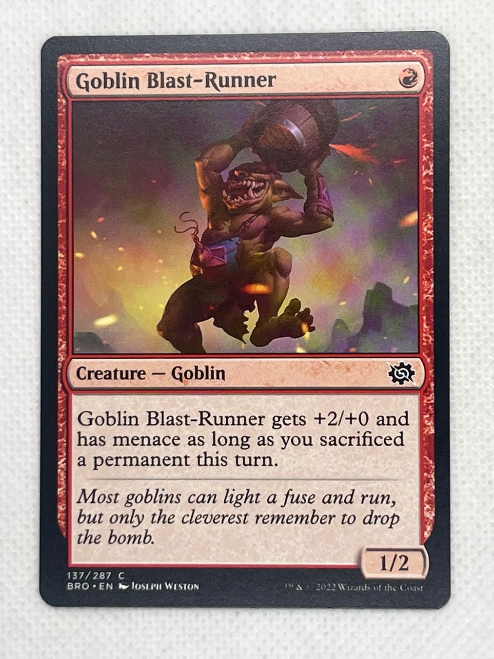 Magic The Gathering Sammelbilder & Trading cards: MTG Goblin Blast-Runner BRO 137 Englisch Common – Gebraucht aus Hinterkappelen von Kim1992