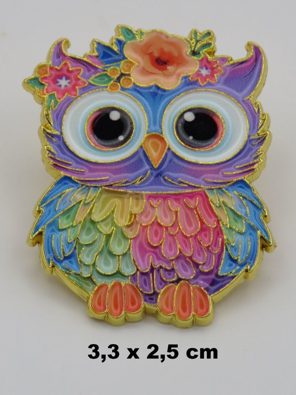 Spille & Fermagli: Ansteck Pin - Bunte EULE - Emaille -  3,3x2,5cm – Nuovo e nell'imballaggio originale da Grenchen venduto da Yamahwildstar16