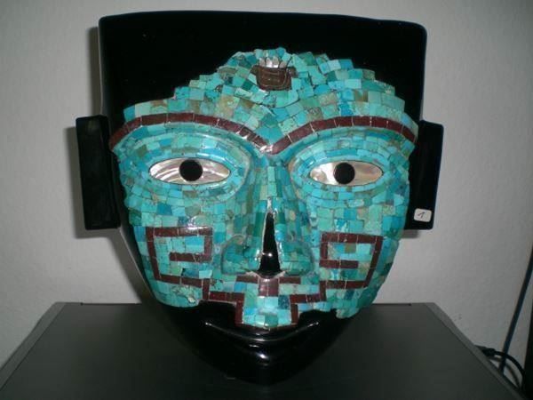 Mexikanische Mosaik Maske Obsidian Stone Mexico Dekoration 1