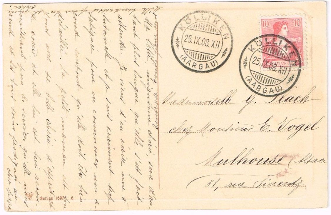 Cartoline postali: KOELLIKEN AG 1908 Aargauer Strohdachhaus – Usato da Rothrist venduto da Clanx 1