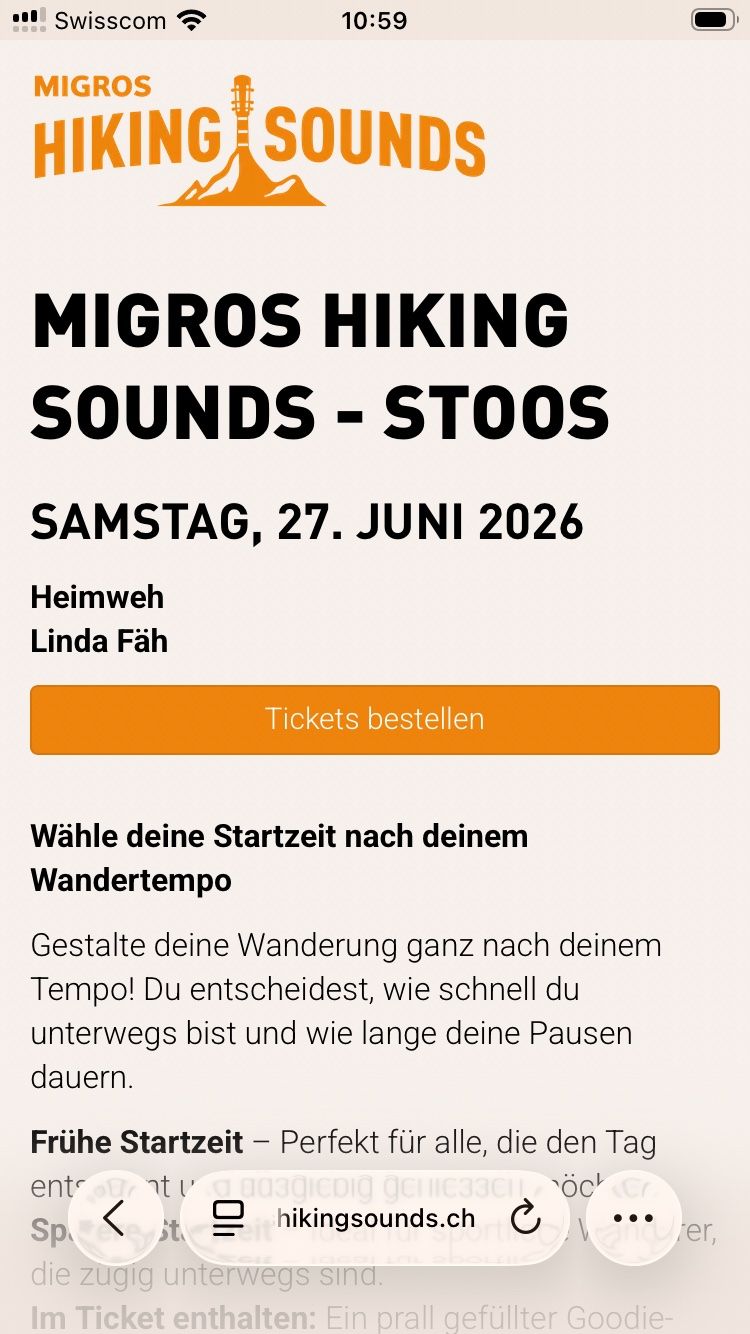 Biglietti: 2 Tickets Hiking Sounds Stoos 27.06.26 – Usato da Schattdorf venduto da Adbrand 1