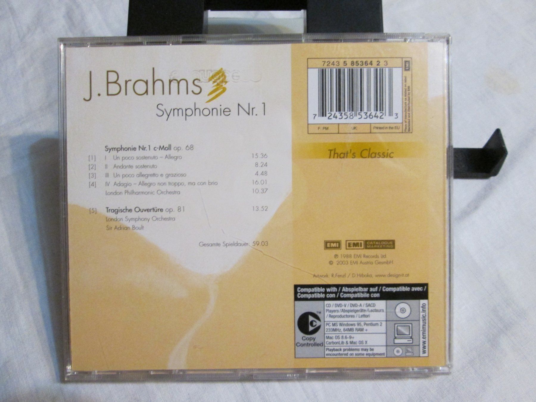 CD: CD BRAHMS SYMPHONIE Nr.1 – Usato da la Chaux-de-Fonds venduto da Lampe 2