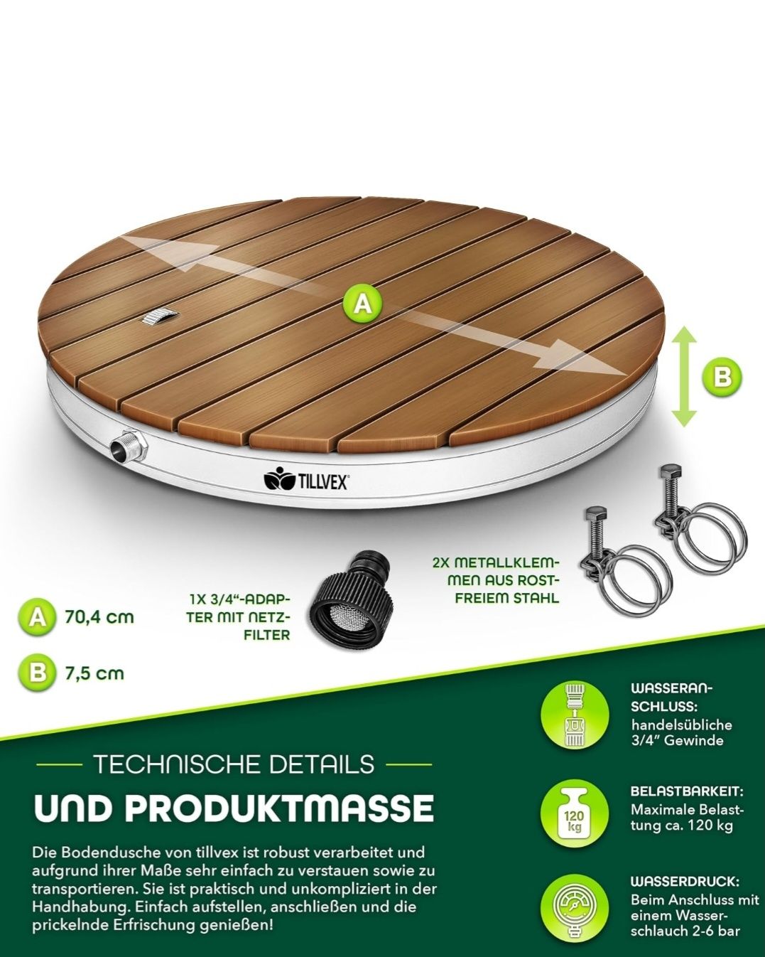 Docce: Bodendusche rund Holzoptik bis 4m Wasserhöhe – Nuovo (secondo la descrizione) da Dürrenäsch venduto da Fonsi_12 7