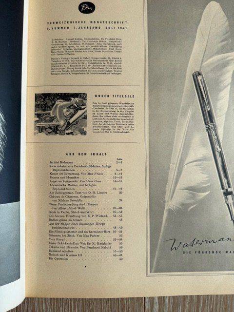 Riviste & Magazine: DU SCHWEIZERISCHE MONATSSCHRIFT 1941 – Usato da locarno venduto da valeria012 1