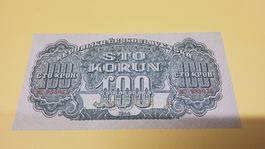 Alte 100 Kronen Banknote Tschechoslowakei, Jahr 1944