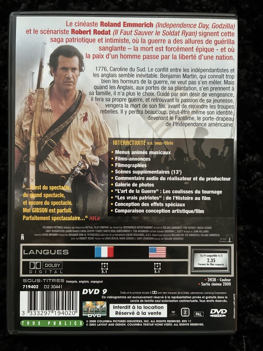Tutti i DVDs: DVD The Patriot – Usato da Neyruz FR venduto da Shcc17 1