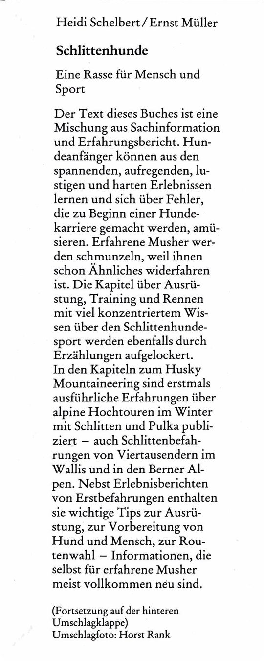 Libri: Schelbert Heidi / Müller Ernst, Schlittenhunde – Nuovo (secondo la descrizione) da Sarnen venduto da Livres 2