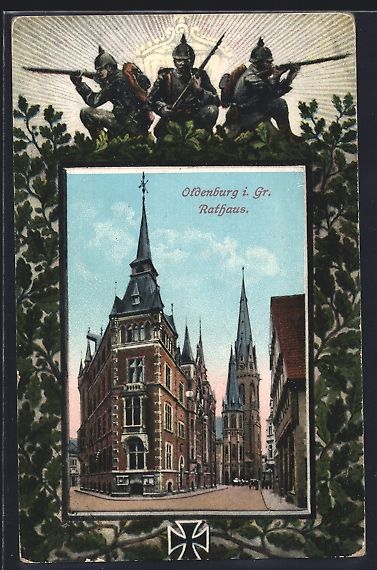 Cartoline postali: Grusskarten-AK Oldenburg i. Gr., Rathaus – Usato da Berlin venduto da bartko-reher