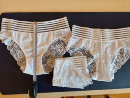 Damen Slips weiss mit Spitze 3er Set NEU