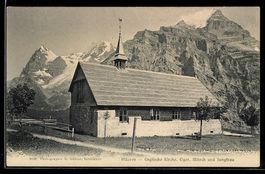 AK Mürren, Englische Kirche, Eiger, Mönch und Jungfrau
