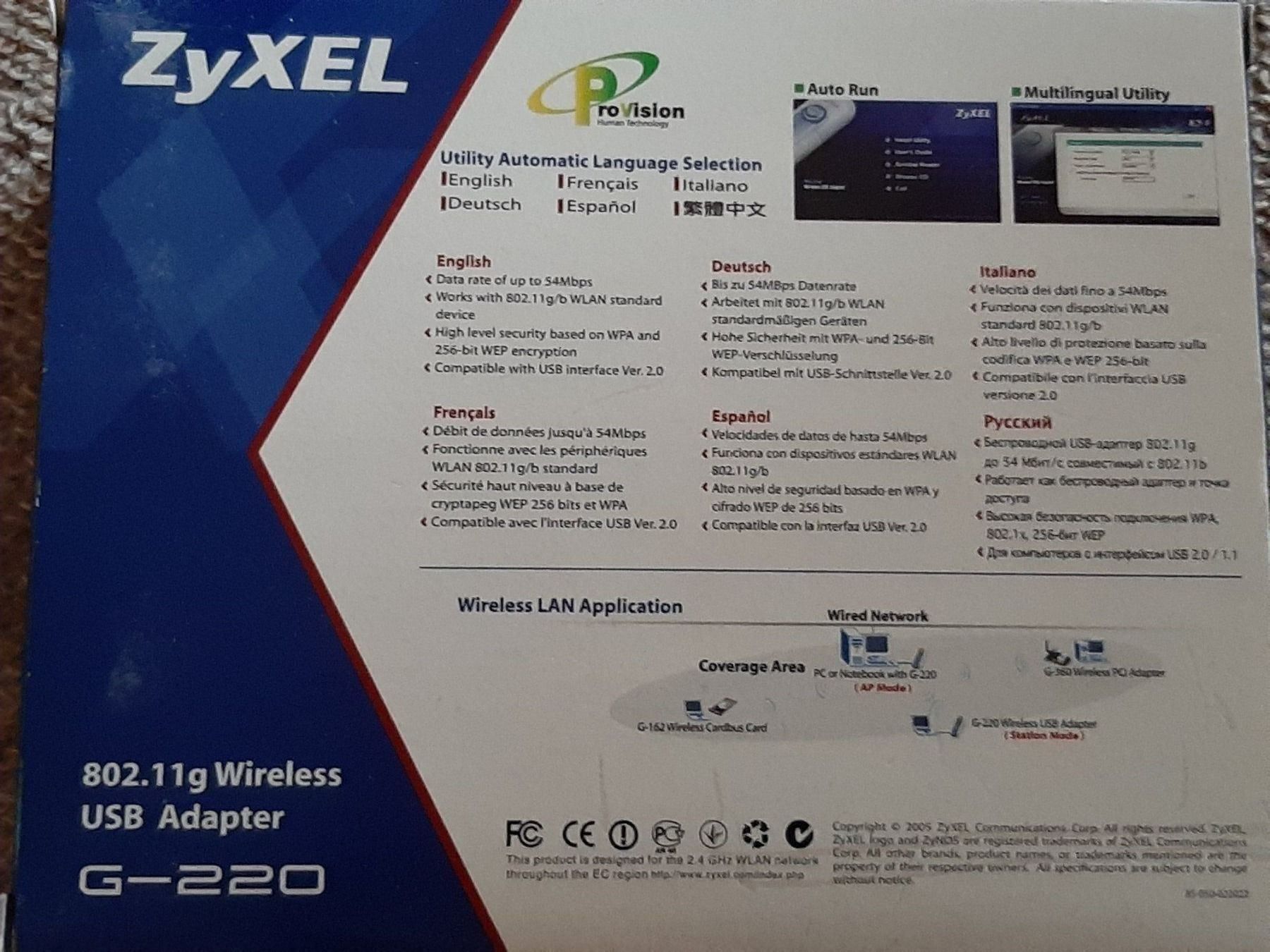 Modem & Router: ZYXEL wireless usb adapter G-220 – Nuovo e nell'imballaggio originale da Porza venduto da ulletta1 1