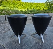 2er-Set Leolux Bongo Hocker Schwarz Leder – Designklassiker